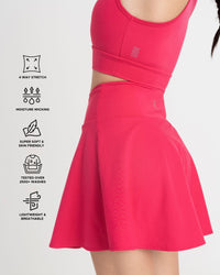 Zen Cheerful Skort and Polo-Neck 2-in-1 Crop Top Co-ord Set