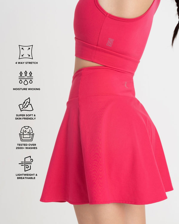 Zen Cheerful Skort and Polo-Neck 2-in-1 Crop Top Co-ord Set