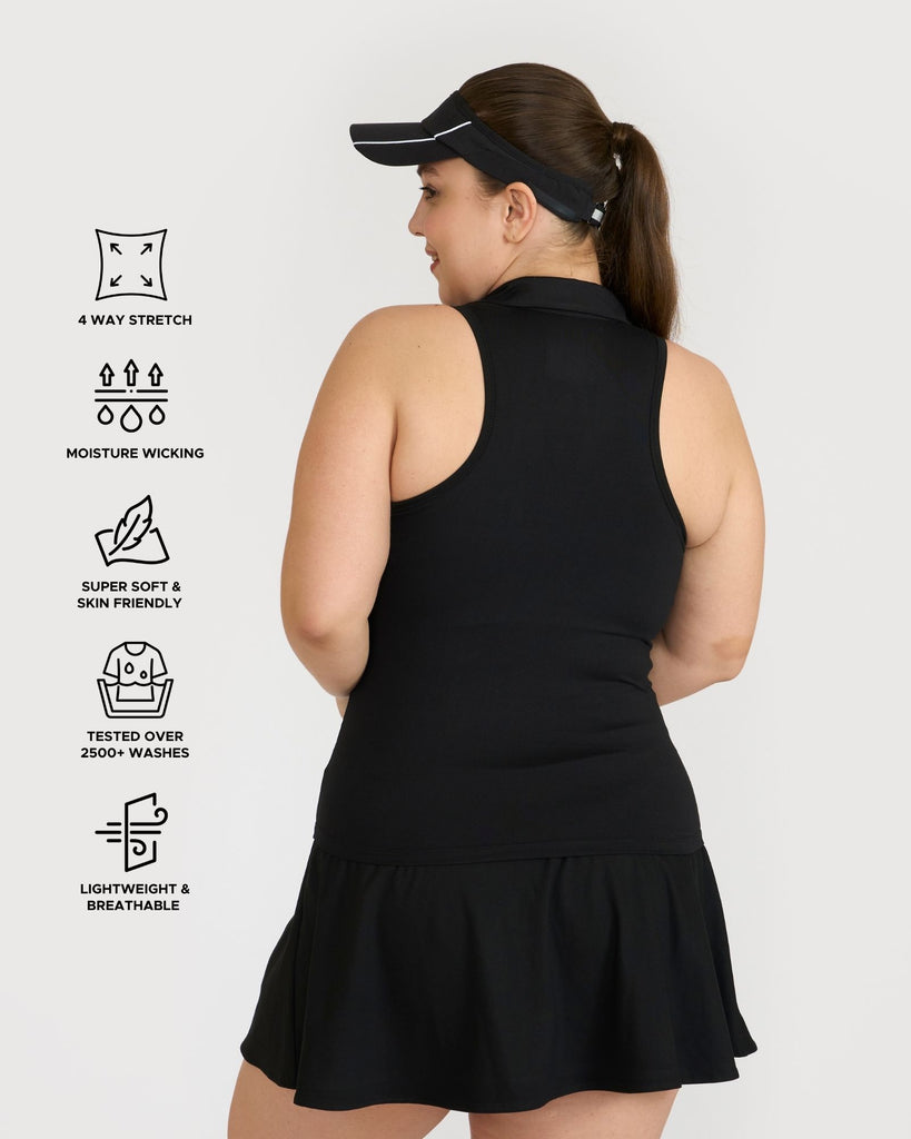 Hunnit Zen Polo Neck Top with In-built sports bra & Cheerful Skorts Co-Ord Set Zen Polo Neck Top with Built-in sports bra & Zen Cheerful Skorts Co-Ord Set