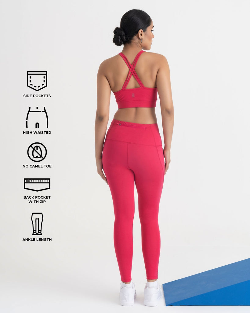 Hunnit Zen 7/8 Leggings and Round Neck Sports Bra Co-ord Set 