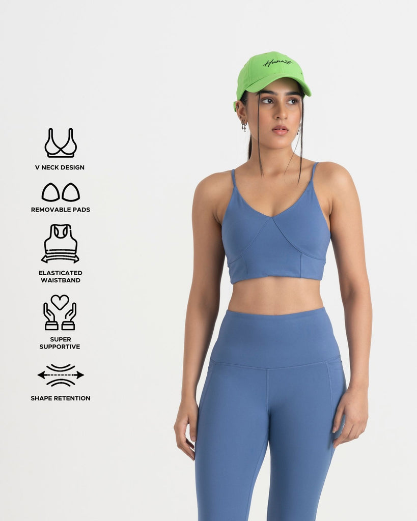 Hunnit Zen Seamless Leggings and V Neck Sports Bra Co-ord Set 