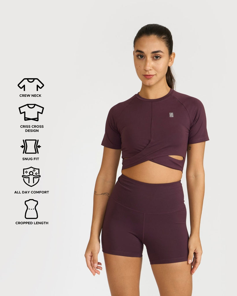 Hunnit Zen Front-Wrap Crop Top 