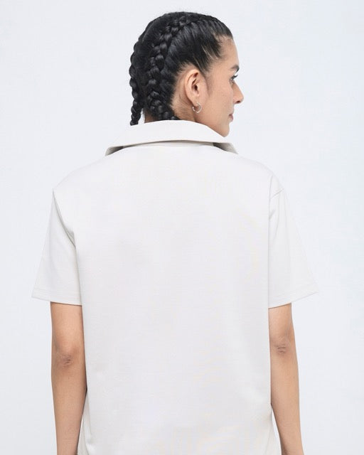 Hunnit Essential Polo Neck Half Sleeve & Straight pants co-ord set Essential Polo Neck Half Sleeve & Straight pants co-ord set