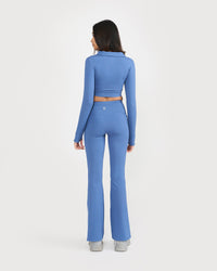 Zen Full Sleeve Polo Neck 2-in-1 Crop Top with Flare Pants Co-ord Set