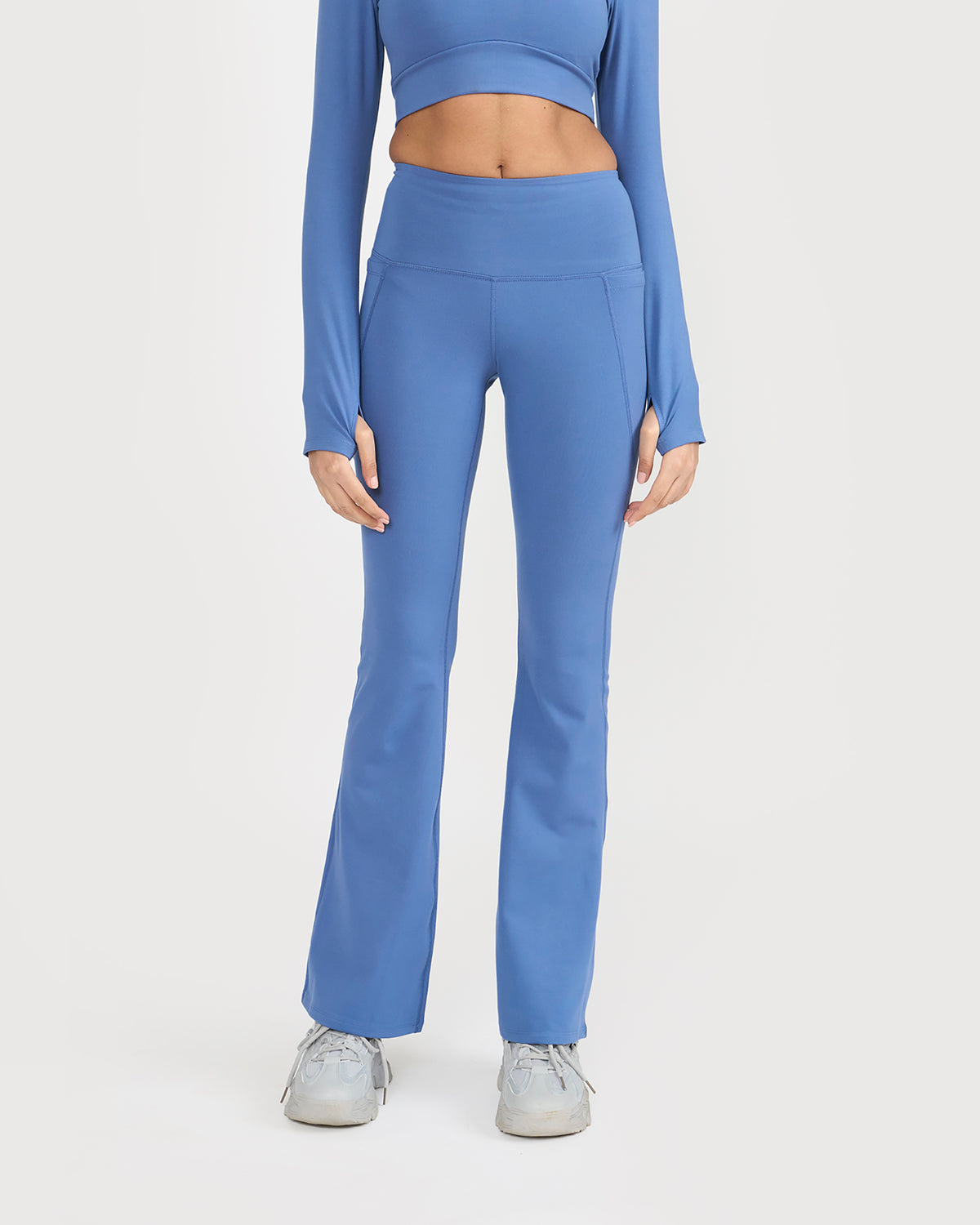 Zen Full Sleeve Polo Neck 2-in-1 Crop Top with Flare Pants Co-ord Set
