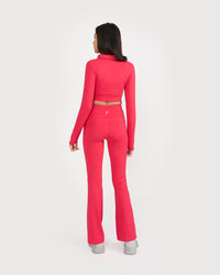 Zen Full Sleeve Polo Neck 2-in-1 Crop Top with Flare Pants Co-ord Set