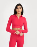 Zen Full Sleeve Polo Neck 2-in-1 Crop Top with Flare Pants Co-ord Set
