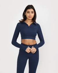 Zen Full Sleeve Polo Neck 2-in-1 Crop Top with Flare Pants Co-ord Set