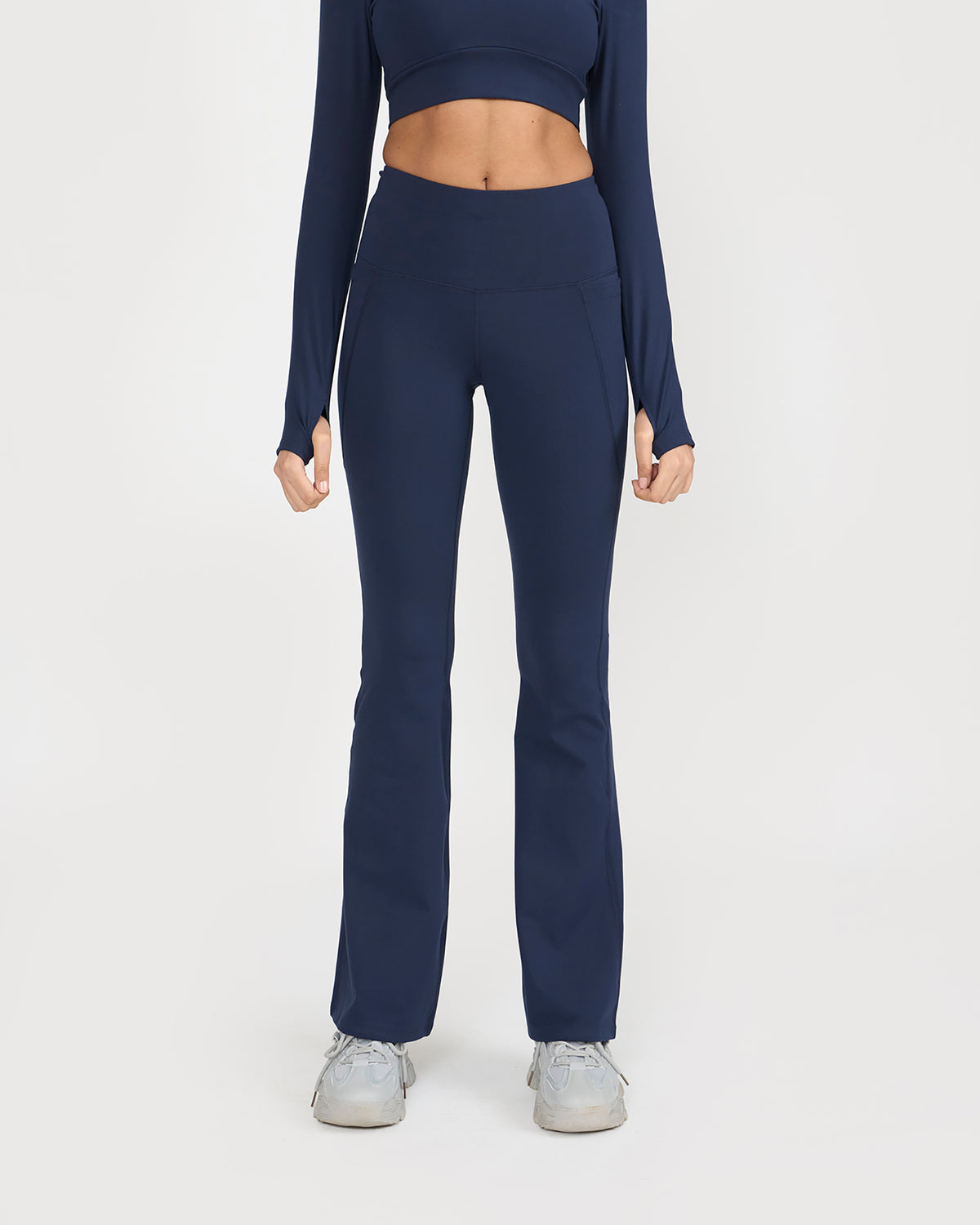 Zen Full Sleeve Polo Neck 2-in-1 Crop Top with Flare Pants Co-ord Set