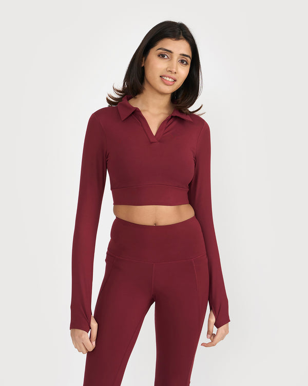 Zen full sleeves polo neck 2-in-1 crop top