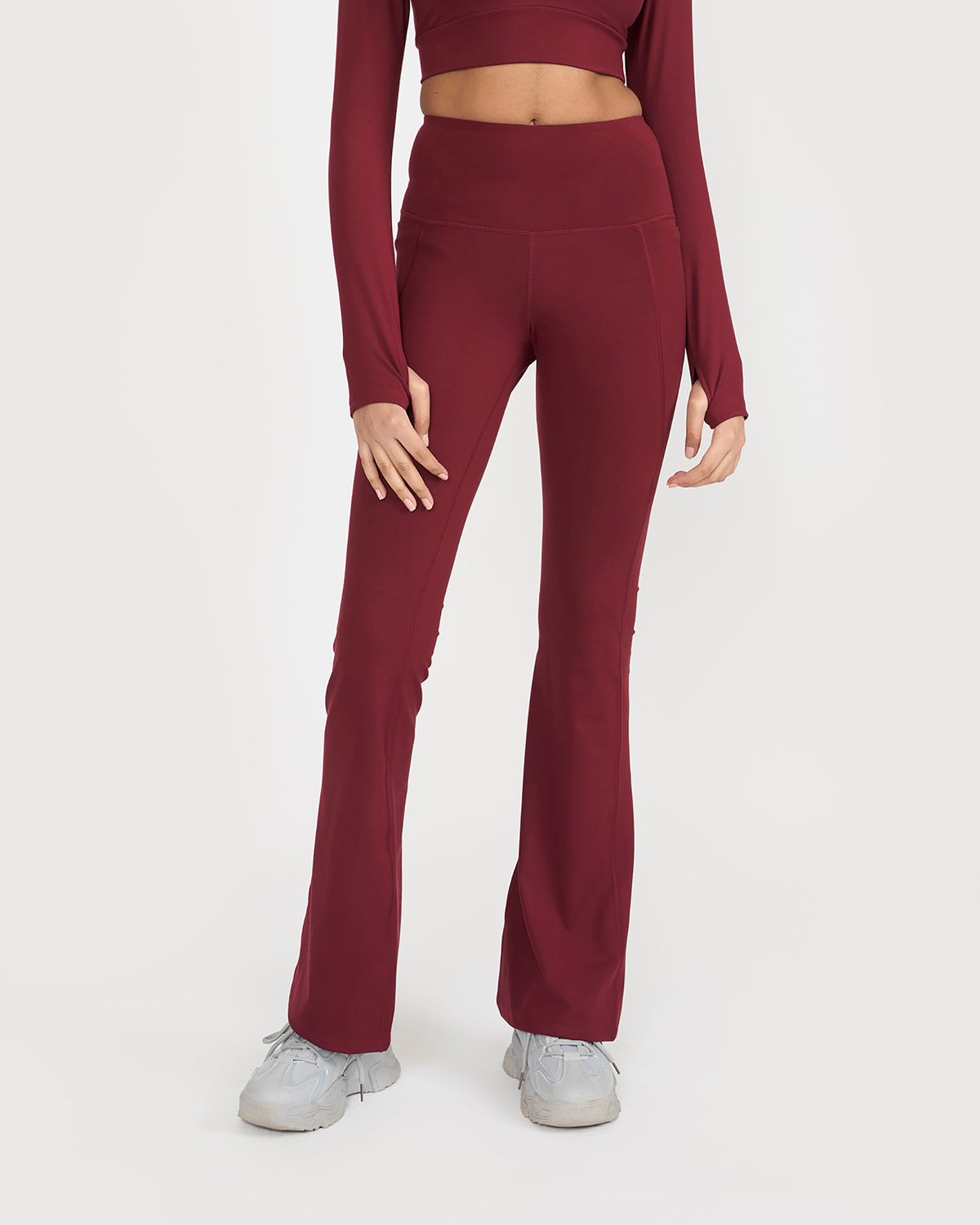 Zen Full Sleeve Polo Neck 2-in-1 Crop Top with Flare Pants Co-ord Set