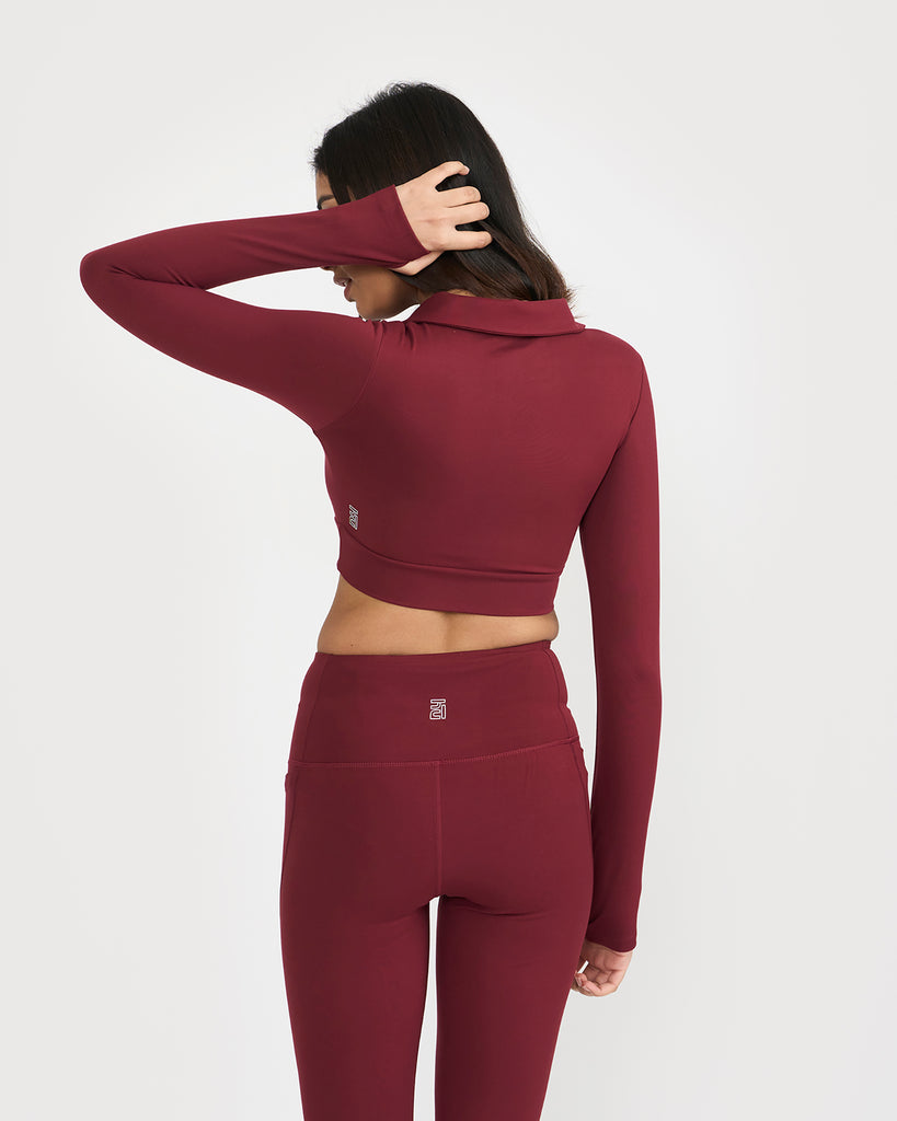 Hunnit Zen full sleeves polo neck 2-in-1 crop top Zen full sleeves polo neck 2-in-1 crop top