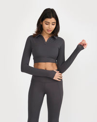 Zen Full Sleeve Polo Neck 2-in-1 Crop Top with Flare Pants Co-ord Set