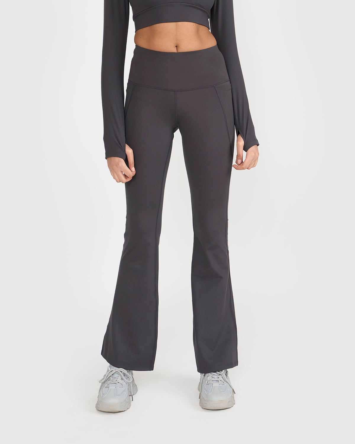 Zen Full Sleeve Polo Neck 2-in-1 Crop Top with Flare Pants Co-ord Set