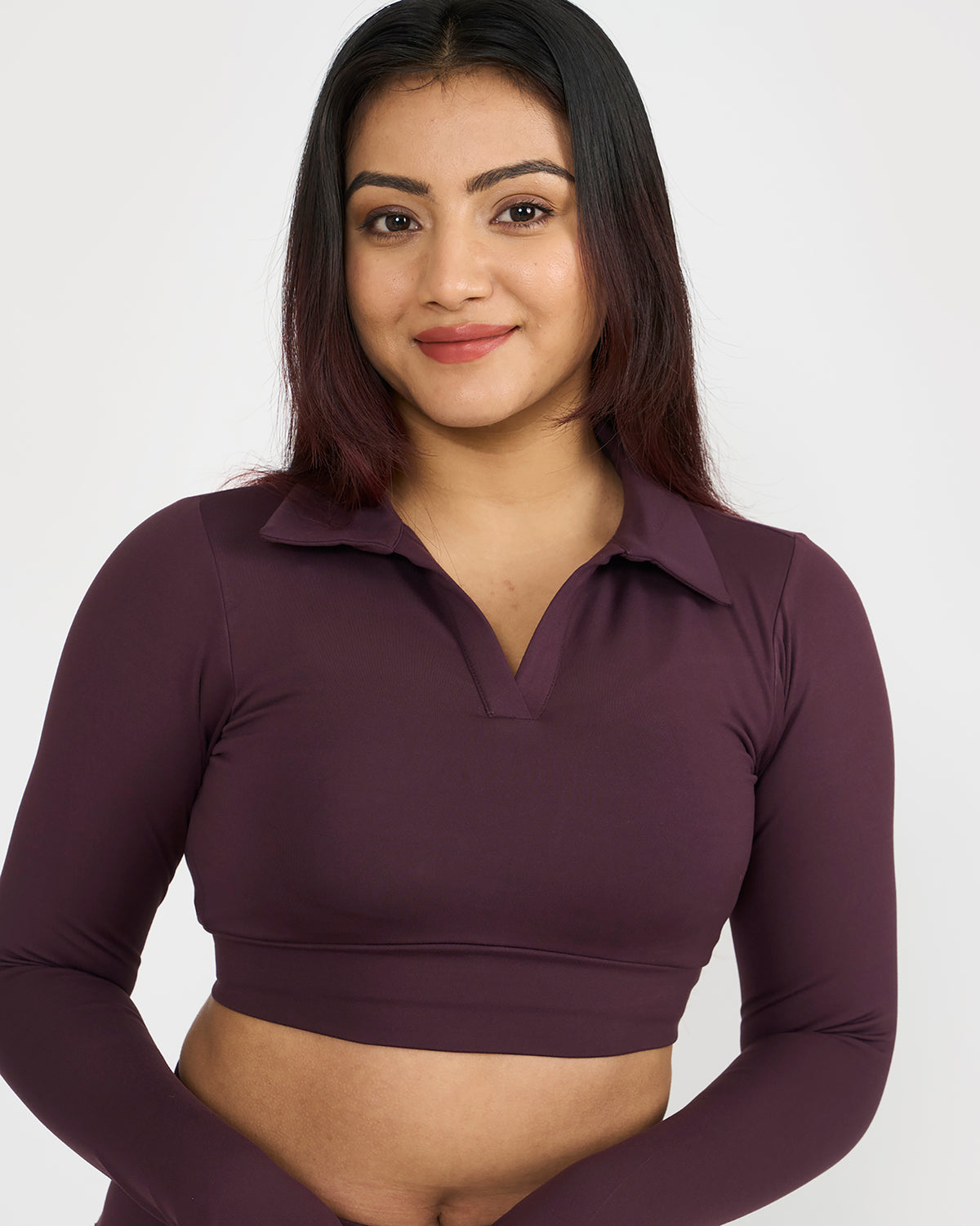 Zen full sleeves polo neck 2-in-1 crop top