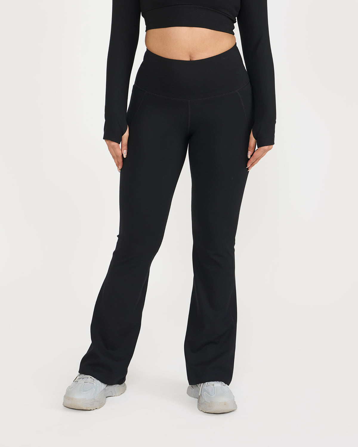 Zen Full Sleeve Polo Neck 2-in-1 Crop Top with Flare Pants Co-ord Set