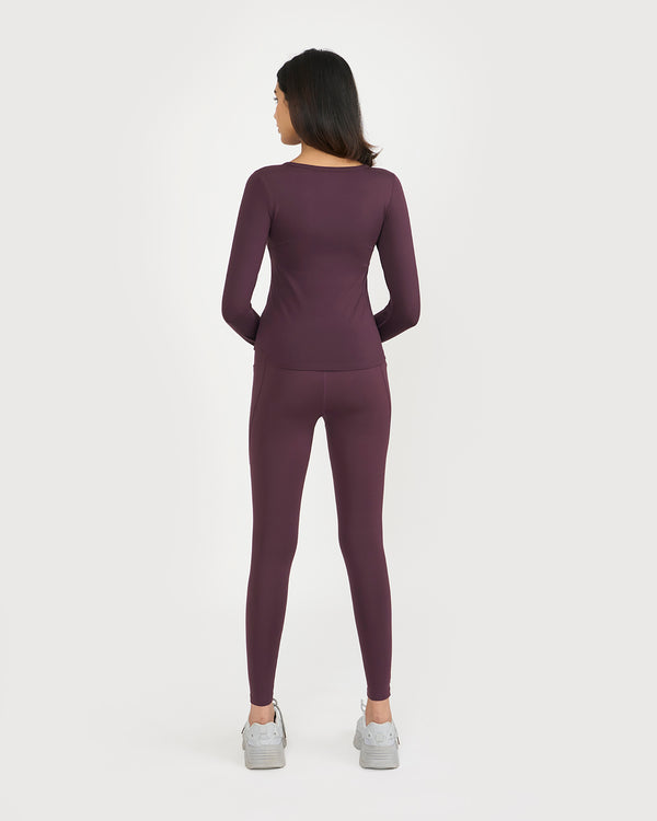 Zen Full Sleeves Top with In-built Sports Bra & Ankle Length Leggings Co-ord Set
