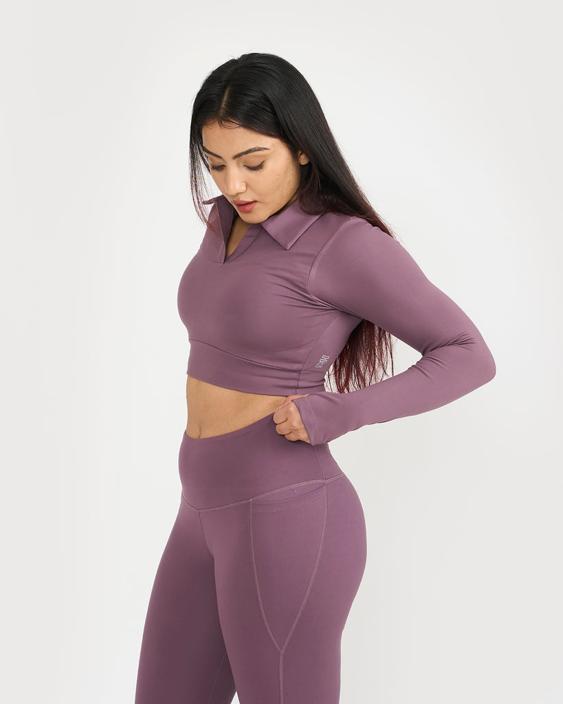 Hunnit Zen full sleeves polo neck 2-in-1 crop top Zen full sleeves polo neck 2-in-1 crop top