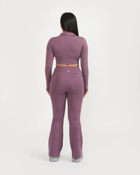 Zen Full Sleeve Polo Neck 2-in-1 Crop Top with Flare Pants Co-ord Set
