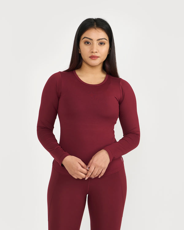 Zen Full Sleeves Top with In-built Sports Bra & Ankle Length Leggings Co-ord Set