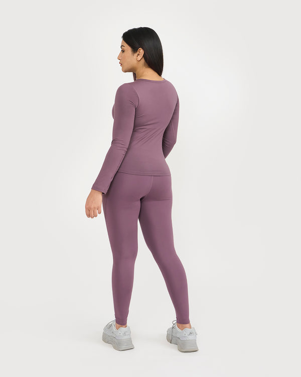 Zen Full Sleeves Top with In-built Sports Bra & Ankle Length Leggings Co-ord Set