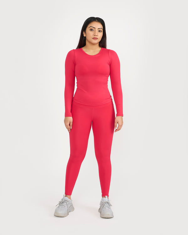 Zen Full Sleeves Top with In-built Sports Bra & Ankle Length Leggings Co-ord Set