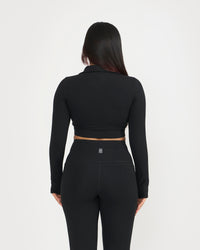 Zen Full Sleeve Polo Neck 2-in-1 Crop Top with Flare Pants Co-ord Set