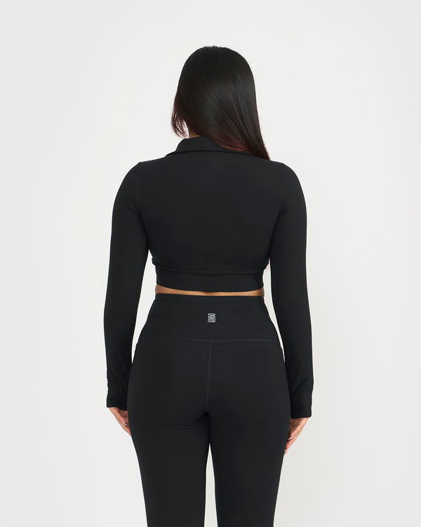 Zen Full Sleeve Polo Neck 2-in-1 Crop Top with Flare Pants Co-ord Set