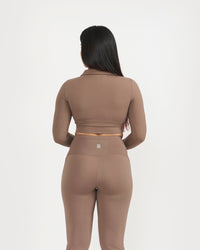 Zen Full Sleeve Polo Neck 2-in-1 Crop Top with Flare Pants Co-ord Set