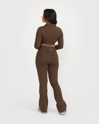 Zen Full Sleeve Polo Neck 2-in-1 Crop Top with Flare Pants Co-ord Set