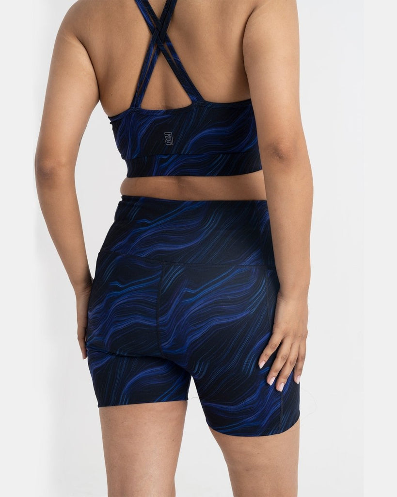 Hunnit Cosmic Waves Cycling Shorts and Sports Bra Co-ord Set Cosmic Waves Cycling Shorts and Sports Bra Co-ord Set