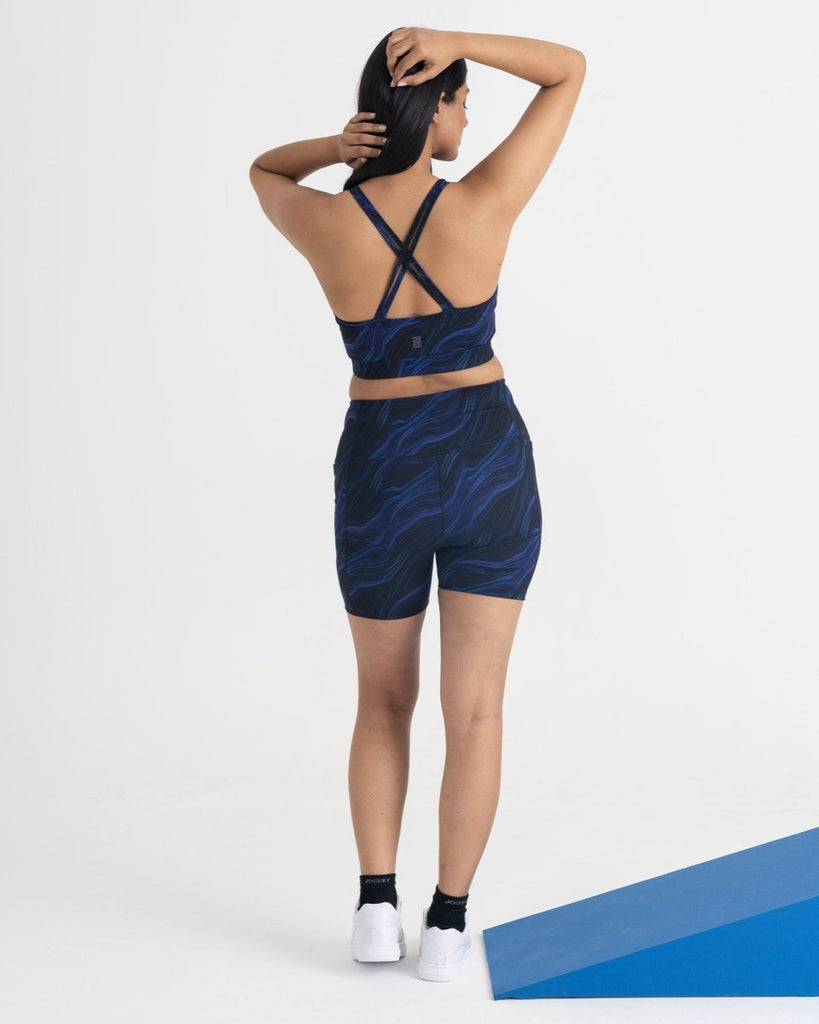 Hunnit Cosmic Waves Cycling Shorts and Sports Bra Co-ord Set Cosmic Waves Cycling Shorts and Sports Bra Co-ord Set