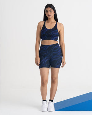 Cosmic Waves Cycling Shorts and Sports Bra Co-ord Set