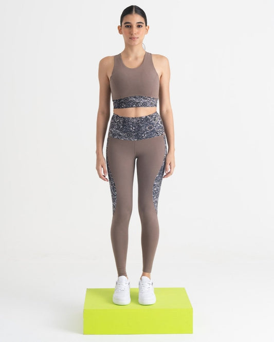 Majestic Flora 7/8 Leggings and 2-in-1 Crop Top Co-ord Set