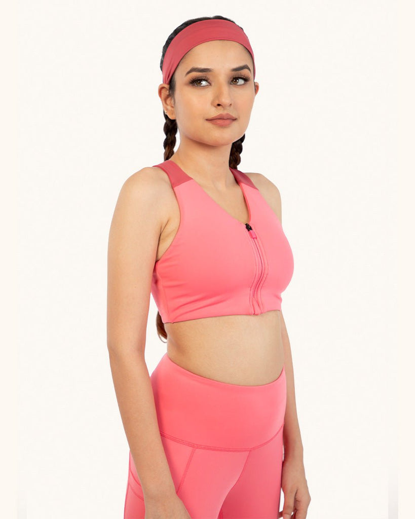 Hunnit OG  Front Zippper Sports Bra and Og Legging Co-ord Set OG Front Zippper Sports Bra and Og Legging Co-ord Set - Hunnit