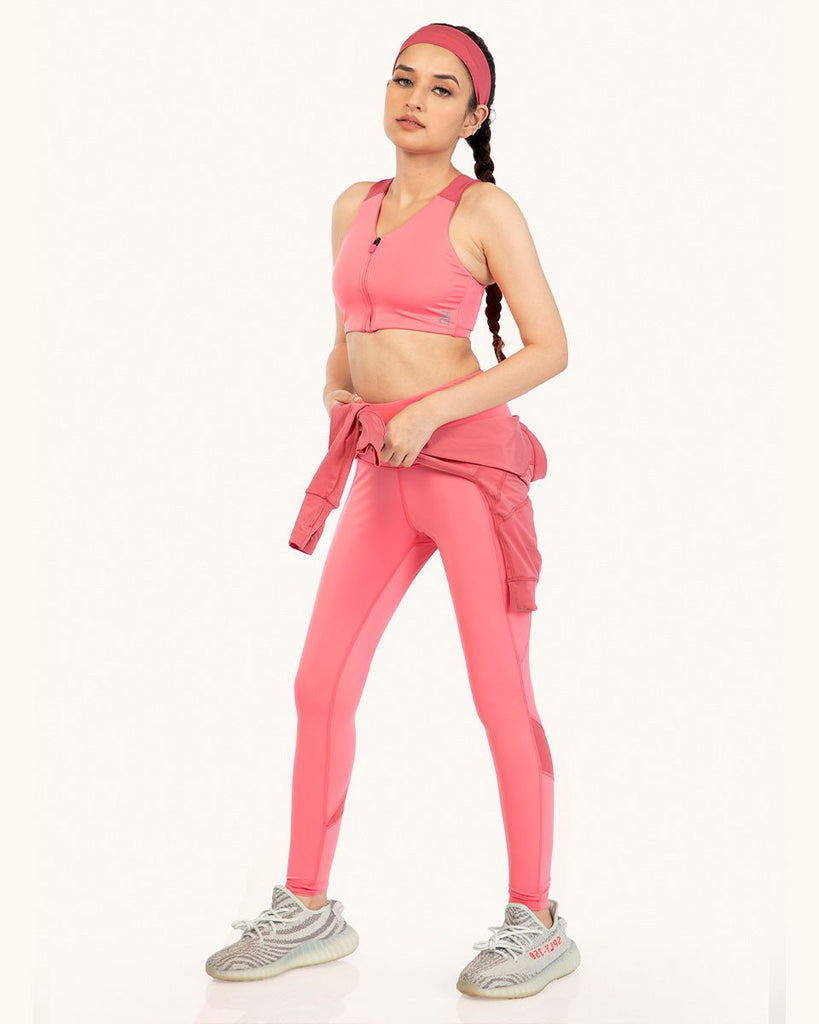 Hunnit OG  Front Zipper Sports Bra and Og Legging Co-ord Set OG Front Zipper Sports Bra and Og Legging Co-ord Set