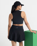 Zen Cheerful Skort and Polo-Neck 2-in-1 Crop Top Co-ord Set