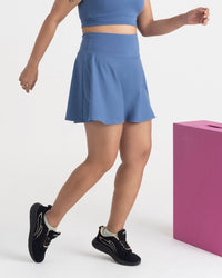 Zen Cheerful Skort and Polo-Neck 2-in-1 Crop Top Co-ord Set