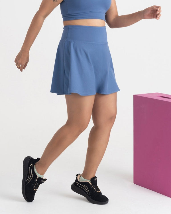 Zen Cheerful Skort and Polo-Neck 2-in-1 Crop Top Co-ord Set