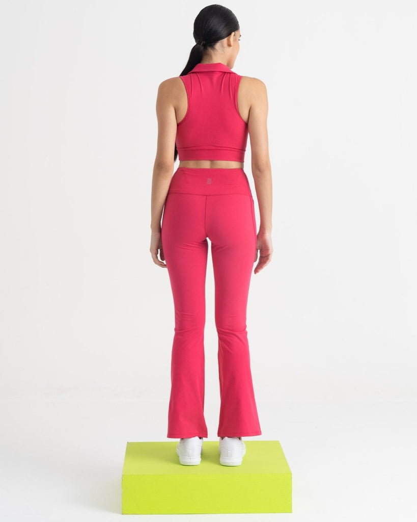 Hunnit Zen Flare Pants and Polo-Neck 2-in-1 Crop Top Co-ord Set Zen Flare Pants and Polo-Neck 2-in-1 Crop Top Co-ord Set