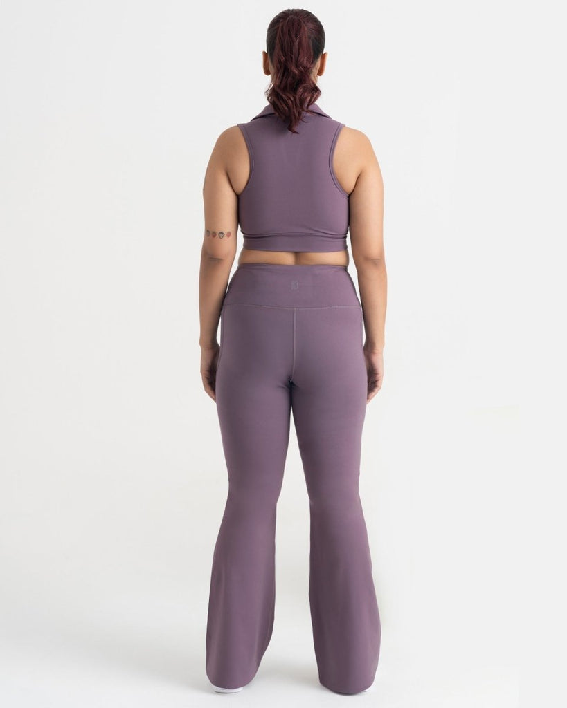 Hunnit Zen Flare Pants and Polo-Neck 2-in-1 Crop Top Co-ord Set Zen Flare Pants and Polo-Neck 2-in-1 Crop Top Co-ord Set - Hunnit